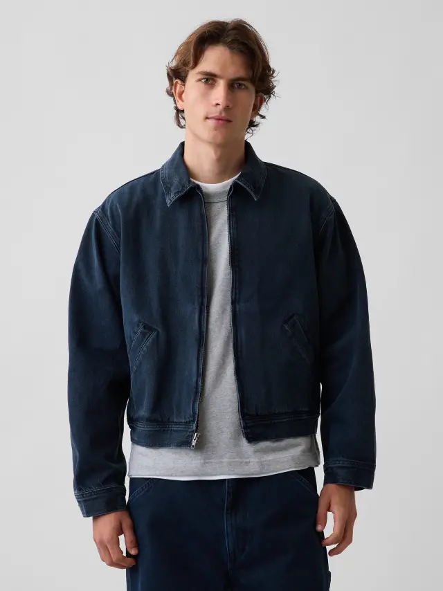 Ανδρικό Τζιν Μπουφάν Workwear σε Boxy Γραμμή Ink stain black