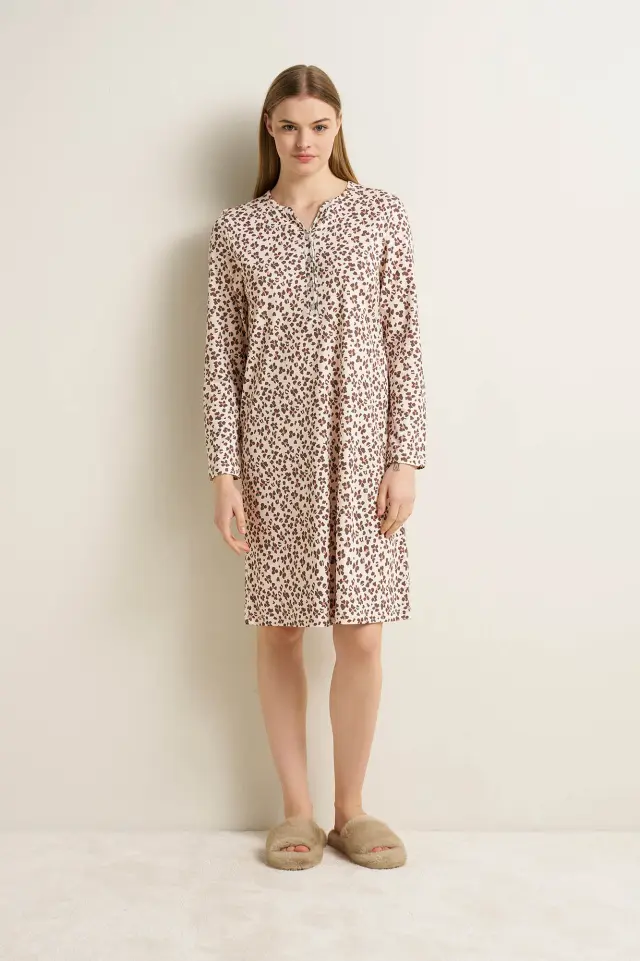Vamp Νυχτικό Βαμβακερό Με Πατιλέτα Animal Print