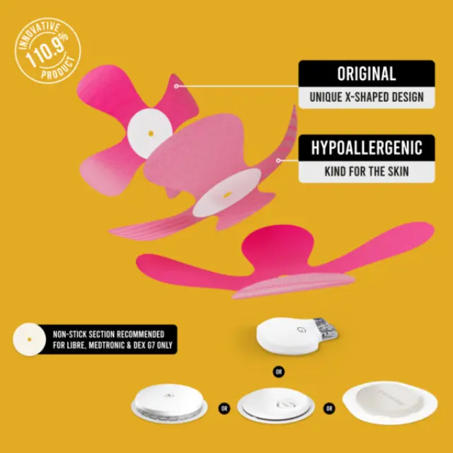 Not Just a Patch X-Patches Αδιάβροχο Αυτοκόλλητο για Omnipod, Libre & Medtronic 20τμχ – Ροζ 2