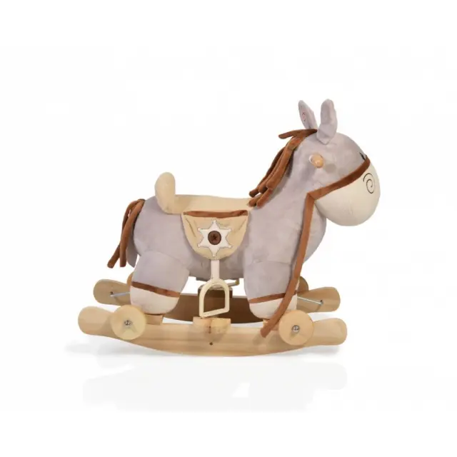 Moni Toys Λούτρινο κουνιστό γαϊδουράκι με Ήχους και Ξύλινη Βάση με Τροχούς Dulcinea WJ-302 2