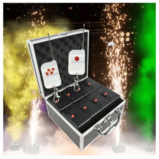 SUPRIMO SL8 wireless system for remote firing of spark fountains 8 receivers case 2 remotes 2