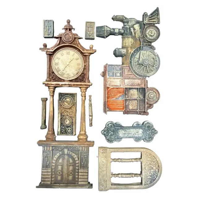 Καλούπι σιλικόνης A5, 15×21cm, Stamperia, Gardens of Time, Τρένο και Ρολόι 2