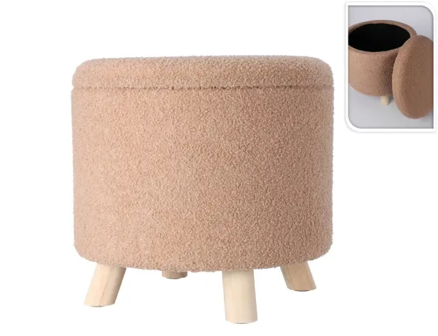 Σκαμπό Home & Styling Collection με αποθηκευτικό χώρο και διαστάσεις 40x37cm - Beige AAK400210 2