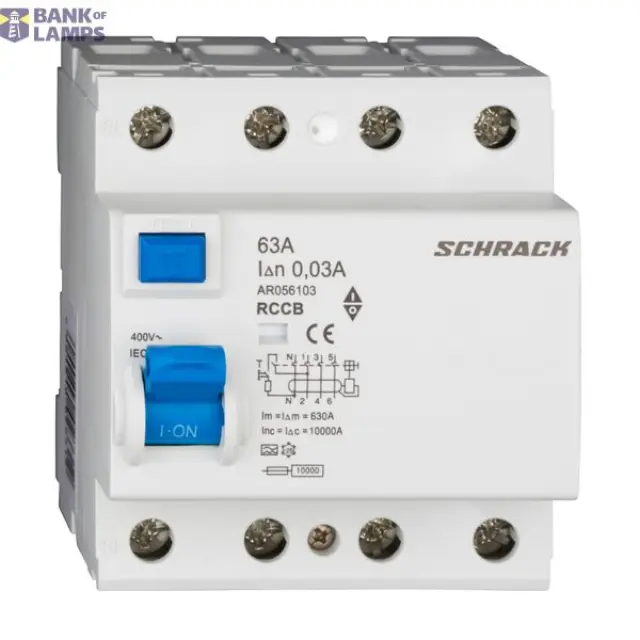Residual Current Circuit Breaker AMPARO 10kA, 63A, 4P, 30mA, A
