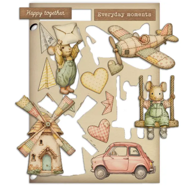 Ξυλάκια διακοσμητικά A5, Stamperia, Cozy Family 2