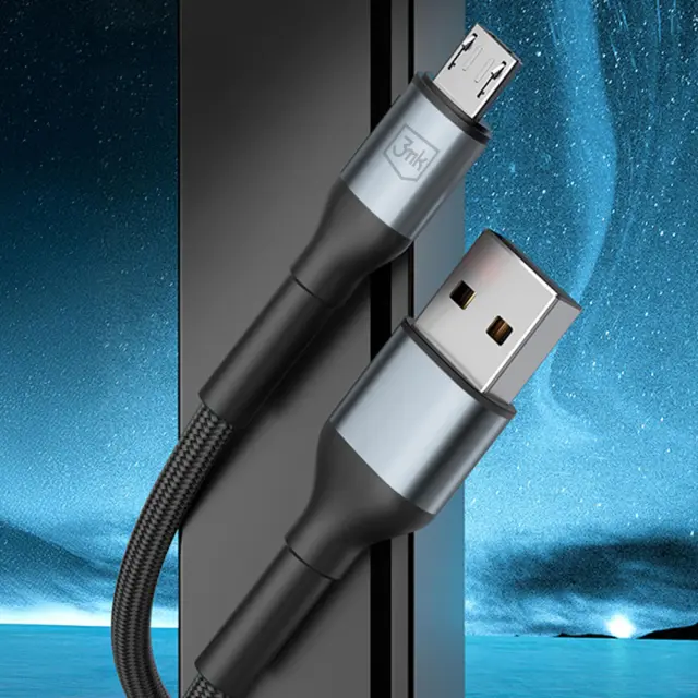3mk® -N-SERIES Hyper Καλώδιο USB-A σε micro USB 12W 1m/Black. 2