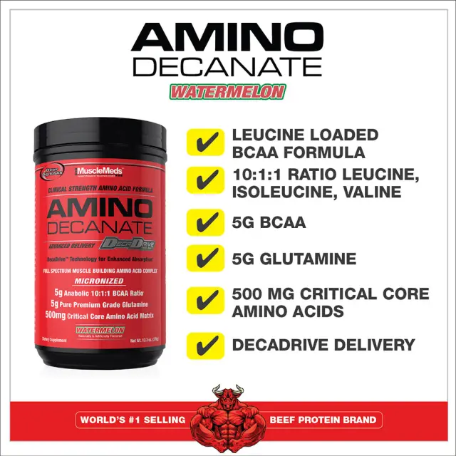 MuscleMeds Amino Decanate Watermelon, 360 g 3