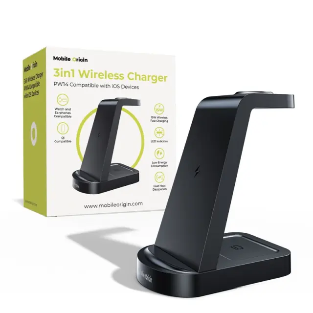 Mobile Origin 3in1 Magnetic Wireless Charger PW14 MagSafe Compatible