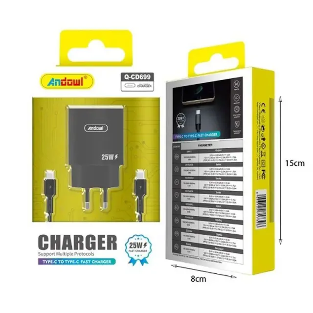 Andowl Φορτιστής με Θύρα Type-C σε Type-C Q-CD699 - Charger 075792 3