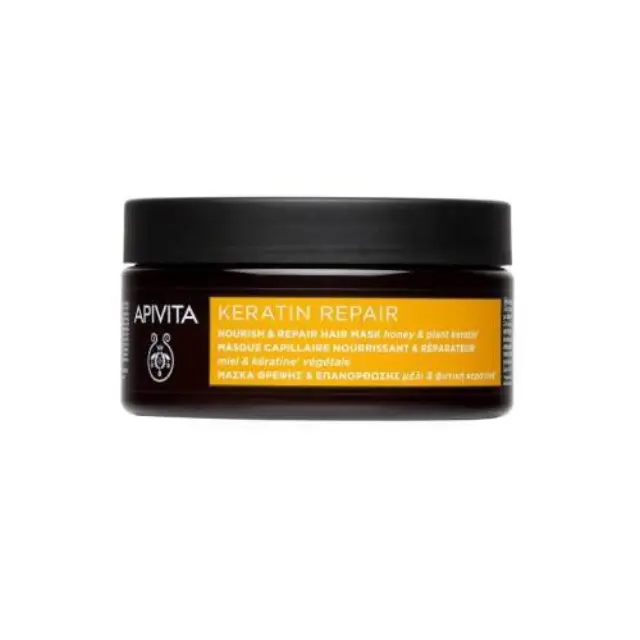 Apivita Keratin Repair Nourish & Repair Hair Mask Μάσκα Θρέψης & Επανόρθωσης με Μέλι & Φυτική Κερατίνη για Ξηρά Μαλλιά, 200ml