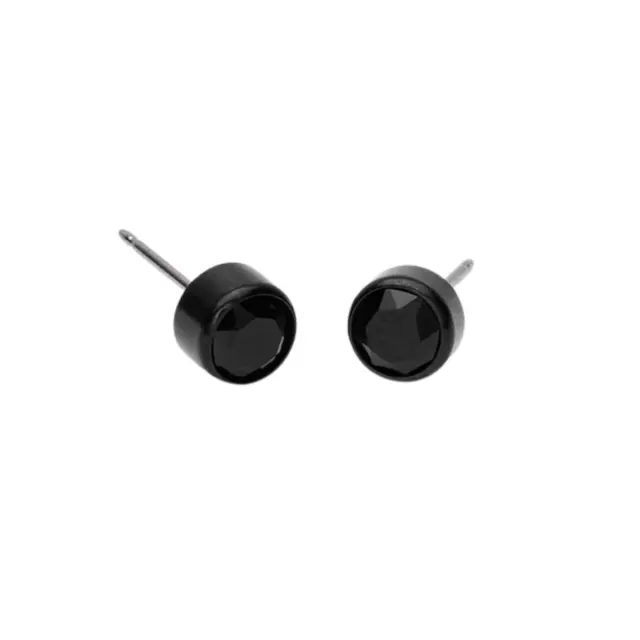 Blomdahl Titanium Bezel Black Σκουλαρίκια 6mm
