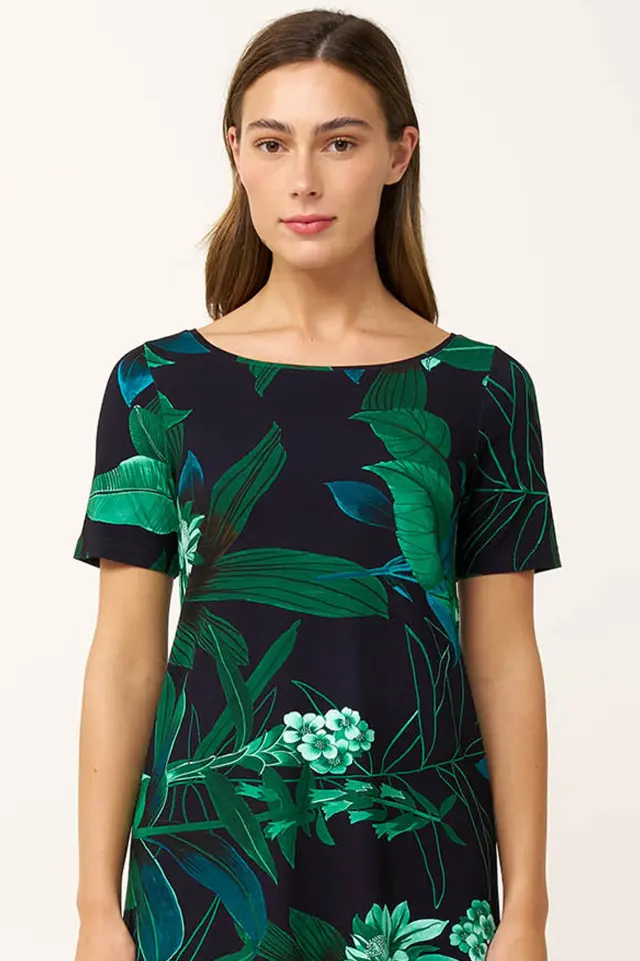 Καλοκαιρινό Viscose Φόρεμα Κοντομάνικο Vamp 24470 BLUE 2