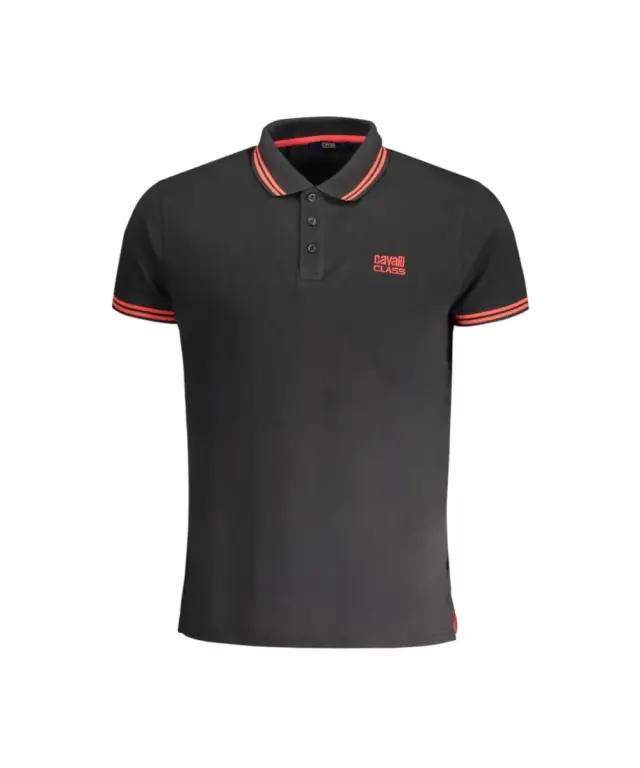 Cavalli Class - Ανδρική Μπλούζα Κοντομάνικη Polo Πικέ QXT64YKB002-05051 Μαύρο 3