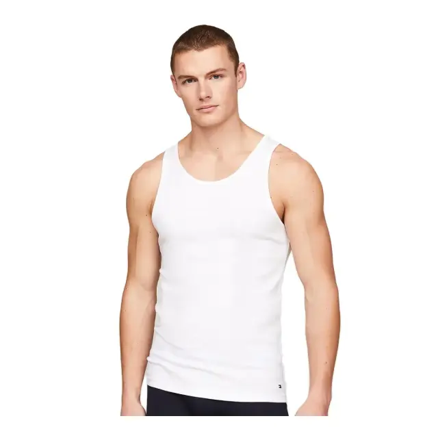 Tommy Hilfiger Ανδρικό Φανελάκι Premium Essential Flag Tank Top - Τριπλό Πακέτο, Χρώμα Λευκό-Λευκό-Λευκό 2