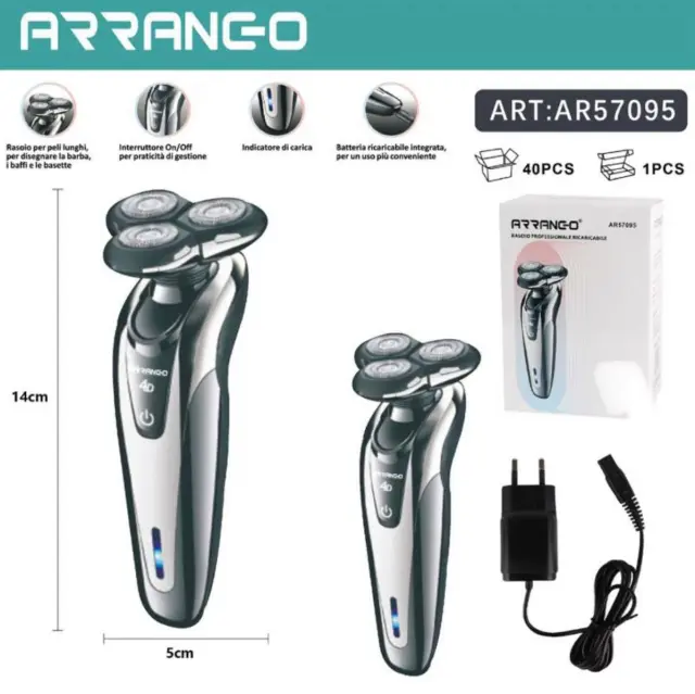 Επαναφορτιζόμενη ξυριστική μηχανή Arrango AR57095 2