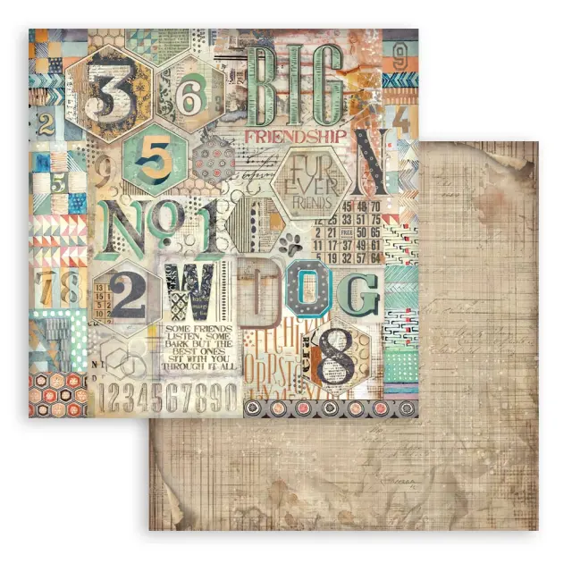 Χαρτιά scrapbooking 10τεμ, 20.3×20.3cm Stamperia, Furry Friends Backgrounds 3