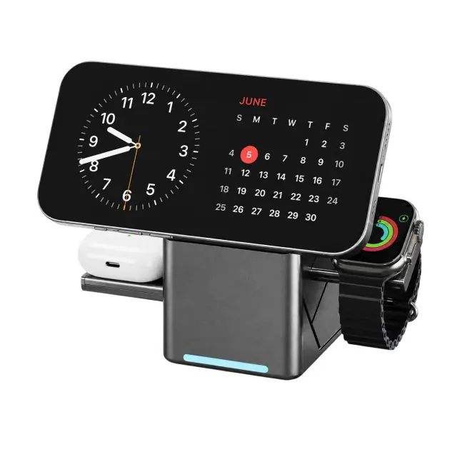 Ασύρματος Φορτιστής 3 σε 1 για Smartphone, Smartwatch και Ακουστικά 15W XW-10 - Magnetic Wireless Charger for Smartphone, Smartwatch & Earbuds 030263 2