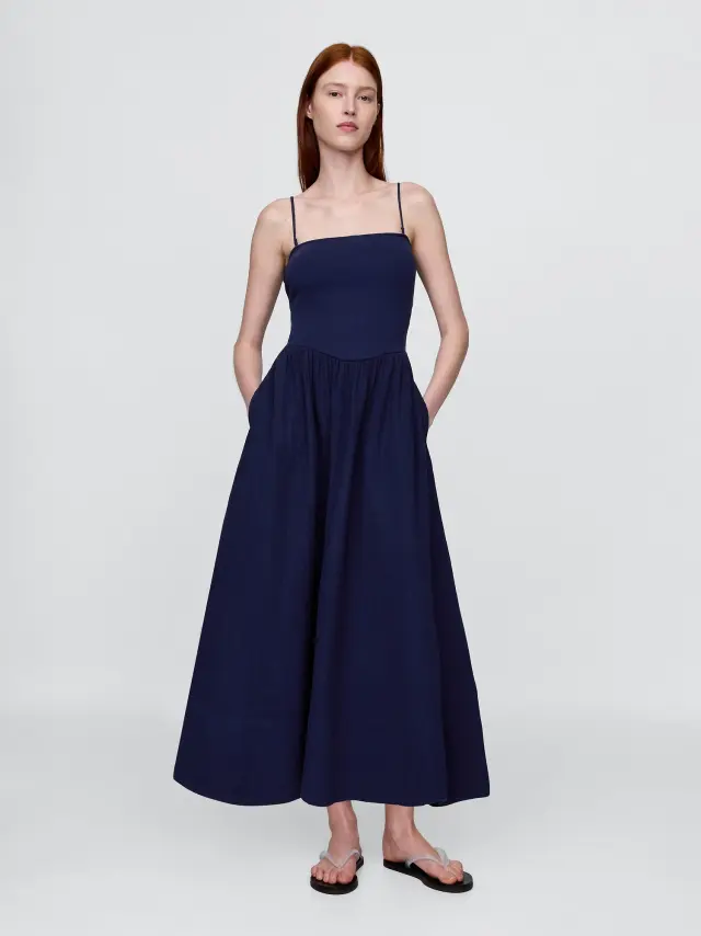 Mixed Media Maxi Φόρεμα Navy blue - XL