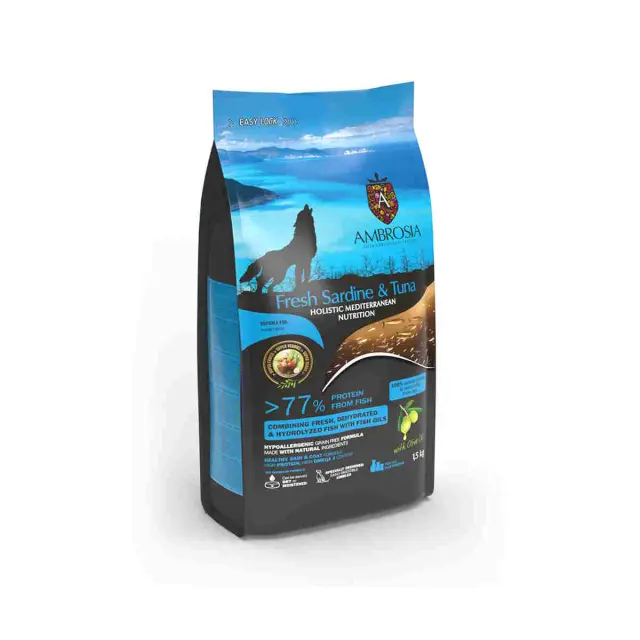 Ambrosia Mediterranean Diet Grain Free Adult Fresh Sardine & Tuna 1.5kg Μονόχρωμο