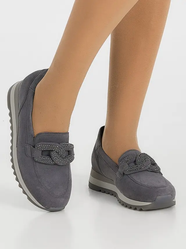 Gabor Μοκασίνια-Loafers Γυναικείο δέρμα Nubuck Γκρί GAB/73472 19-SMOKE 2