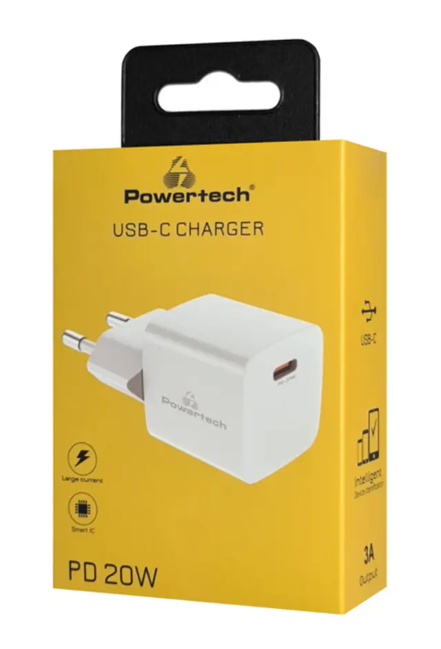 POWERTECH φορτιστής τοίχου PT-1223, USB-C, 20W, λευκός 3