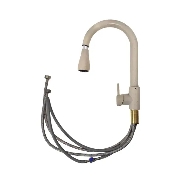 Μπαταρία κουζίνας μπεζ με ντουζ – Kitchen faucet 3
