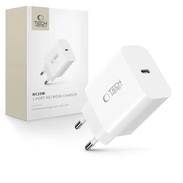 Tech-Protect® NC20W Φορτιστής Γρήγορης Φόρτισης με USB-C 20W- White