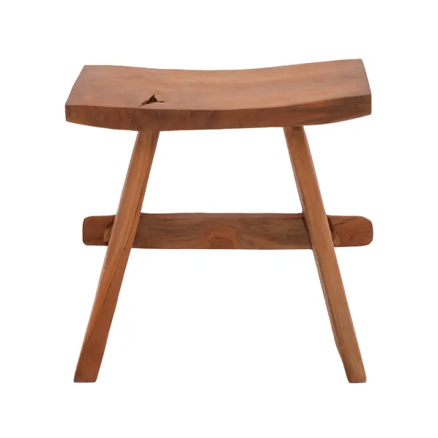Σκαμπό Shogun pakoworld teak ξύλο σε φυσική απόχρωση 46x28x46εκ 2