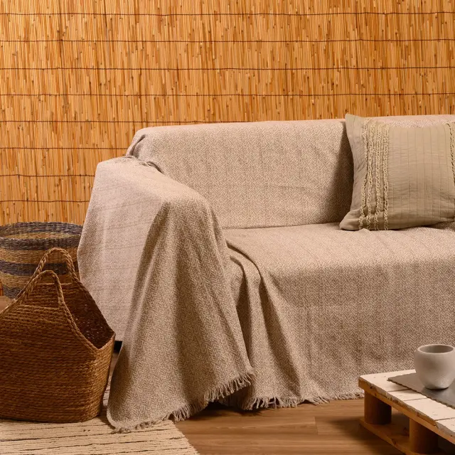 Ριχτάρι Διθέσιο 180Χ250 Melinen Ophelia Beige 85% Βαμβάκι-15% Πολυέστερ