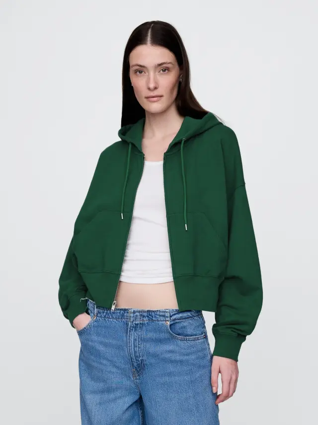 Heavyweight French Terry Oversized Zip Wedge Φούτερ Balsam tree green - XL