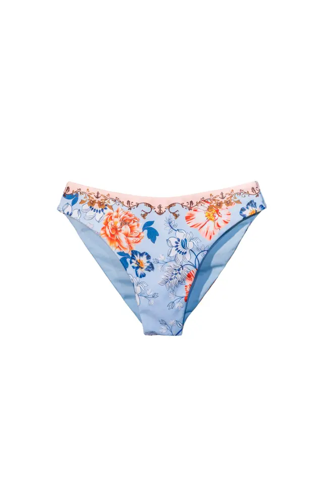 Γαλάζιο φλοράλ μαγιό σλιπ plus size 3