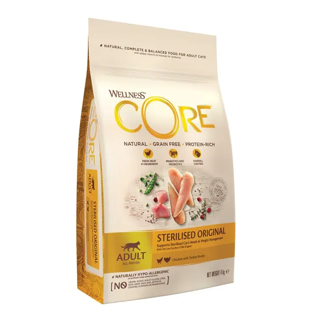 Wellness Core Sterilised με Κοτόπουλο & Γαλοπούλα 4kg Μονόχρωμο