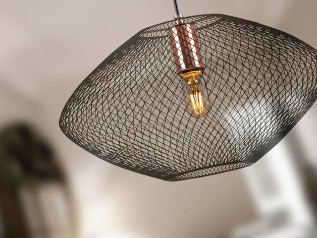 Κρεμαστό φωτιστικό μονόφωτο mesh μαύρο copper industrial E27 Χάλκινο 3