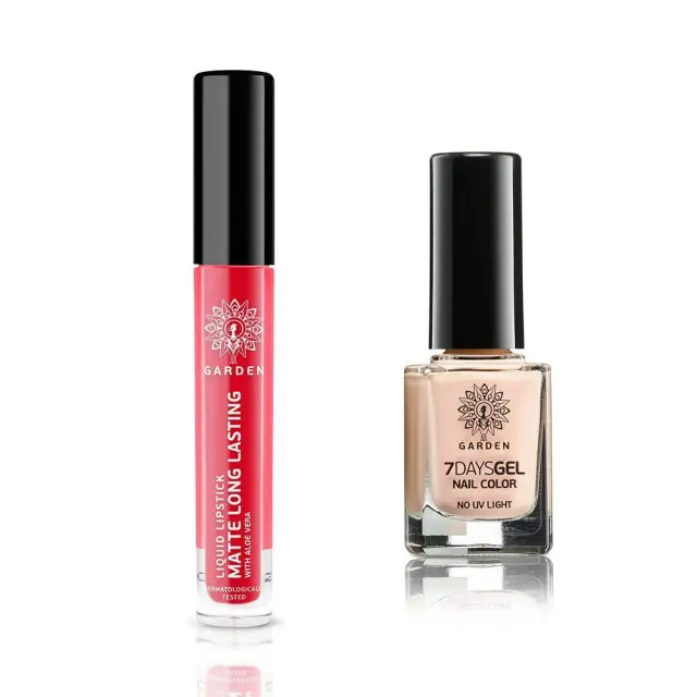 GARDEN Glam Make Up Kit Liquid Lipstick Matte Κραγιόν Glorious Red 05, 4ml & 7Days Gel Nail Polish Βερνίκι 15,12ml 2