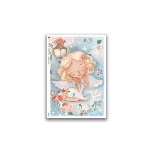 Ριζόχαρτο για Decoupage PaperD, Ξανθό αγγελάκι που κοιμάται, 32x45cm
