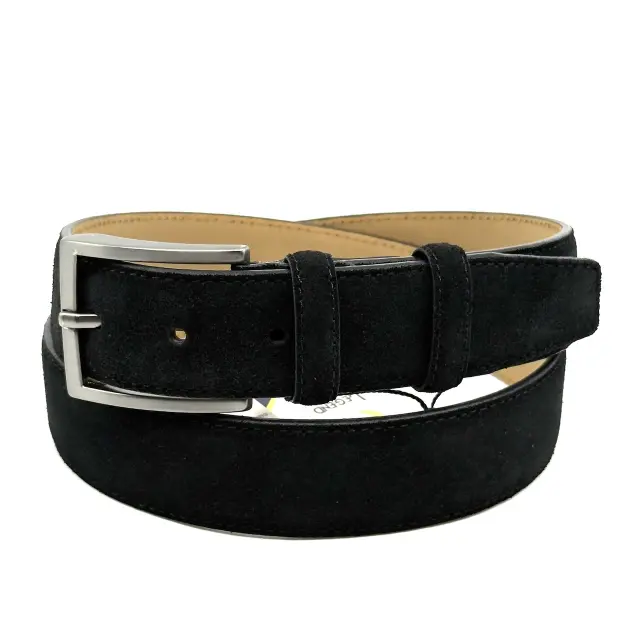 Μαύρη Δερμάτινη Ζώνη Nubuck Suede 3,5 cm 2