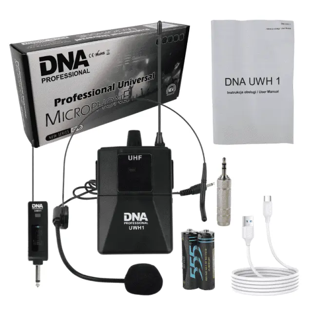 DNA UWH 1 headset microphone wireless sound system bodypack 560-590 MHz UHF 2