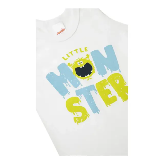 Minerva Παιδικό Φανελάκι Αγόρι Τιράντα Little Monster, Χρώμα Λευκό 2