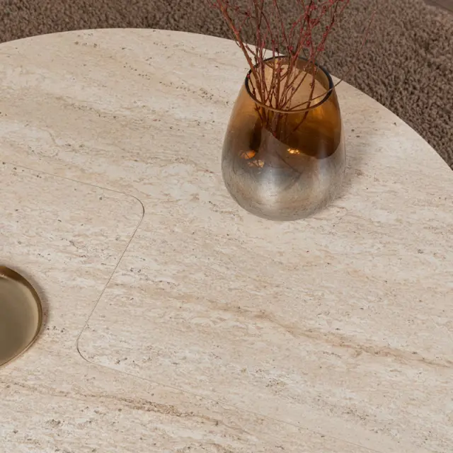 Τραπεζάκι σαλονιού σετ 2 τμχ Moira Megapap χρώμα travertine Ø90x41εκ. 3