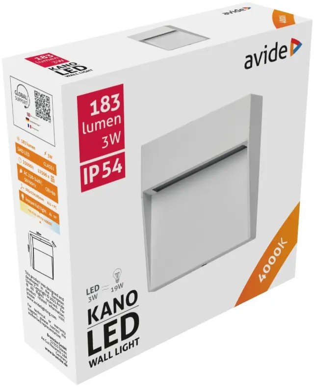 Avide Εξωτερικό Φώς Σκάλας Kano LED 3W Λευκό 4000K IP54 10.5cm 15.001.0629 2