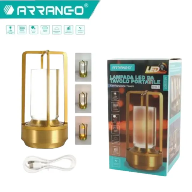 Arrango Επιτραπέζιο διακοσμητικό φωτιστικό LED με λειτουργία αφής Χρυσό AT60807 2