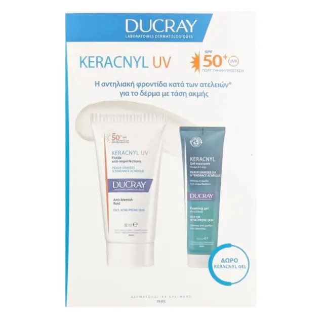 Ducray Promo Keracnyl Uv Anti-blemish Face Fluid Spf50+ 50ml & Δώρο Keracnyl Foaming Gel 100ml