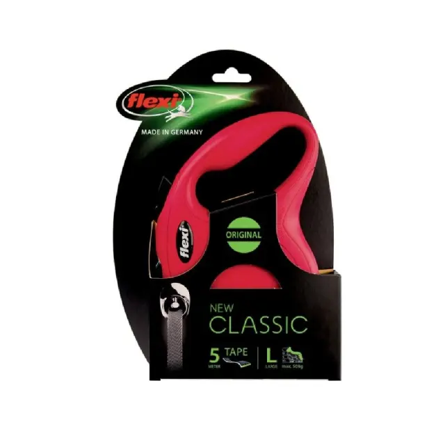 Flexi New Classic Πτυσσόμενο Λουρί/Οδηγός Σκύλου Ιμάντας Κόκκινος 5m Κόκκινο - L 2