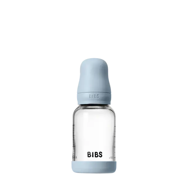 BIBS Γυάλινο Μπιμπερό 120ml Με Θηλή Latex Baby Blue 2