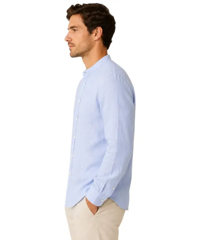North Sails - Ανδρικό Μακρυμάνικο Πουκάμισο Mandarin Collar 664438-000-0757 Γαλάζιο 2