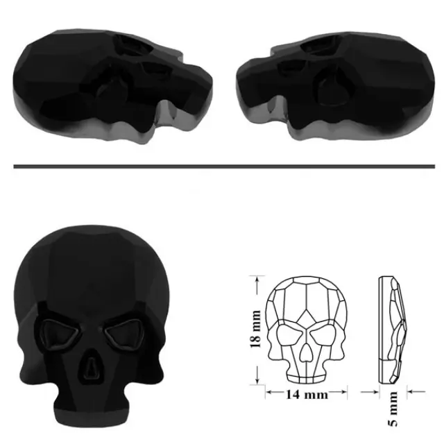 Swarovski 2856 Skull Jet 18x14mm - 1τεμ