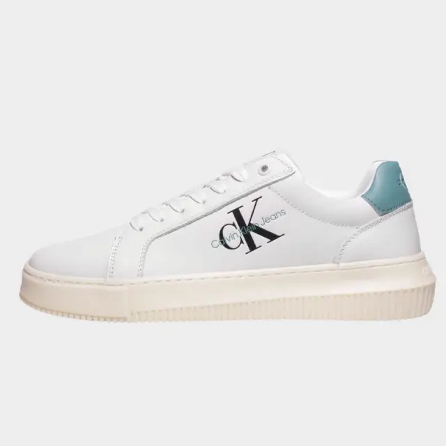 Calvin Klein - Cupsole Mono Lth Ανδρικά Chunky Sneakers YM0YM00681-01T Λευκό/Τιρκουάζ - 46
