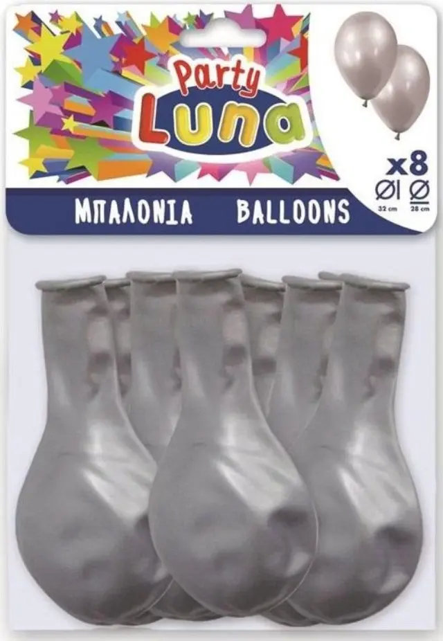 Luna Party Μπαλόνια 8 Τμχ Ασημί (000088939)