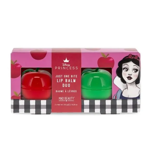 Mad Beauty Princess Snow White Lip Balm Duo Με Αρώματα Μήλου Και Φράουλας, 2x8gr