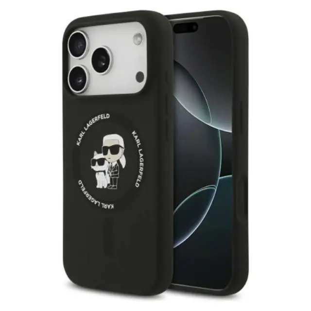 Θήκη Σιλικόνης Karl Lagerfeld Apple iPhone 18 Pro/ 17 Pro Magsafe Ring Karl & Choupette Μαύρο N68994